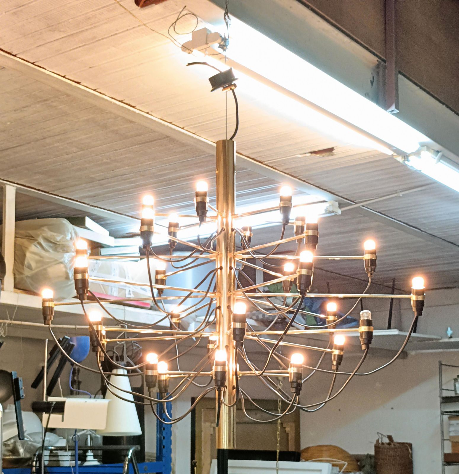 Gino Sarfatti For Arteluce Chandelier "2097/30," Italy 1960s photo Lighting