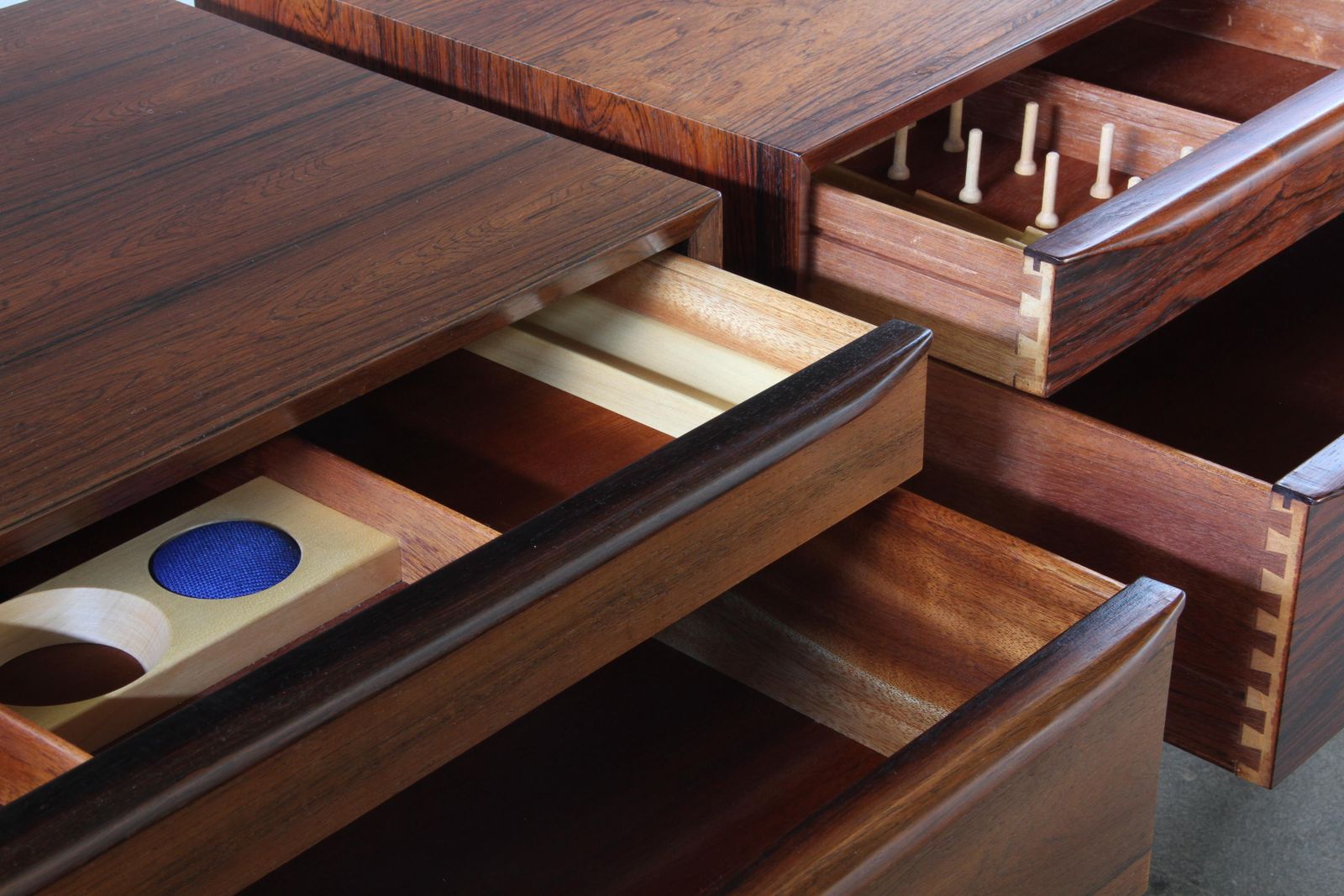 Furniture Vintage Set Of Danish Rosewood Bedside Sewing Nests Att. To Erling Torvits, 60s photo
