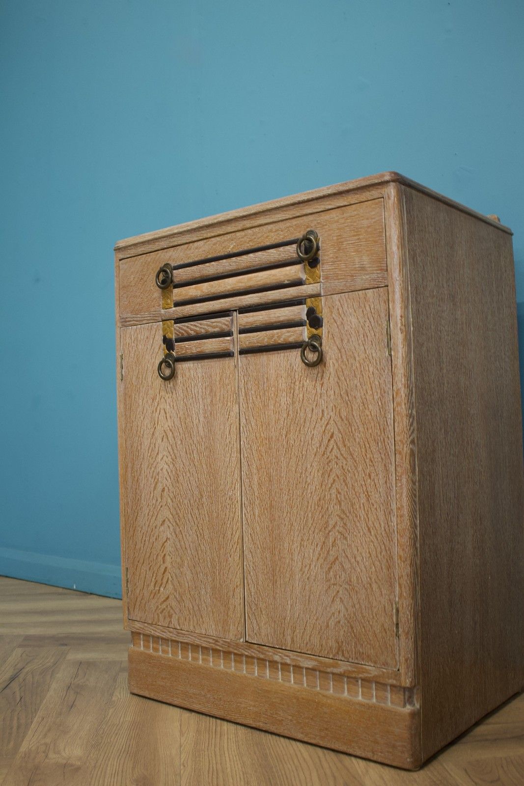 Vintage Art Deco Limed Oak Tallboy Chest, 1930s, #1657 photo 449.0