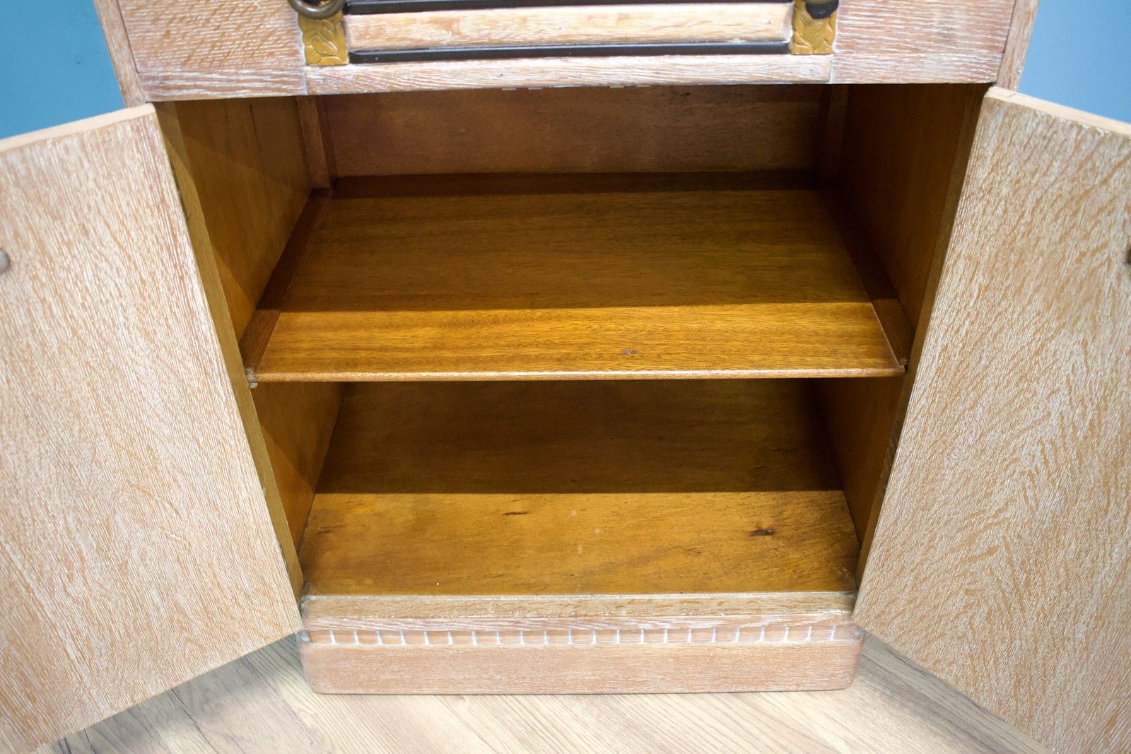 Vintage Art Deco Limed Oak Tallboy Chest, 1930s, #1657 photo buy