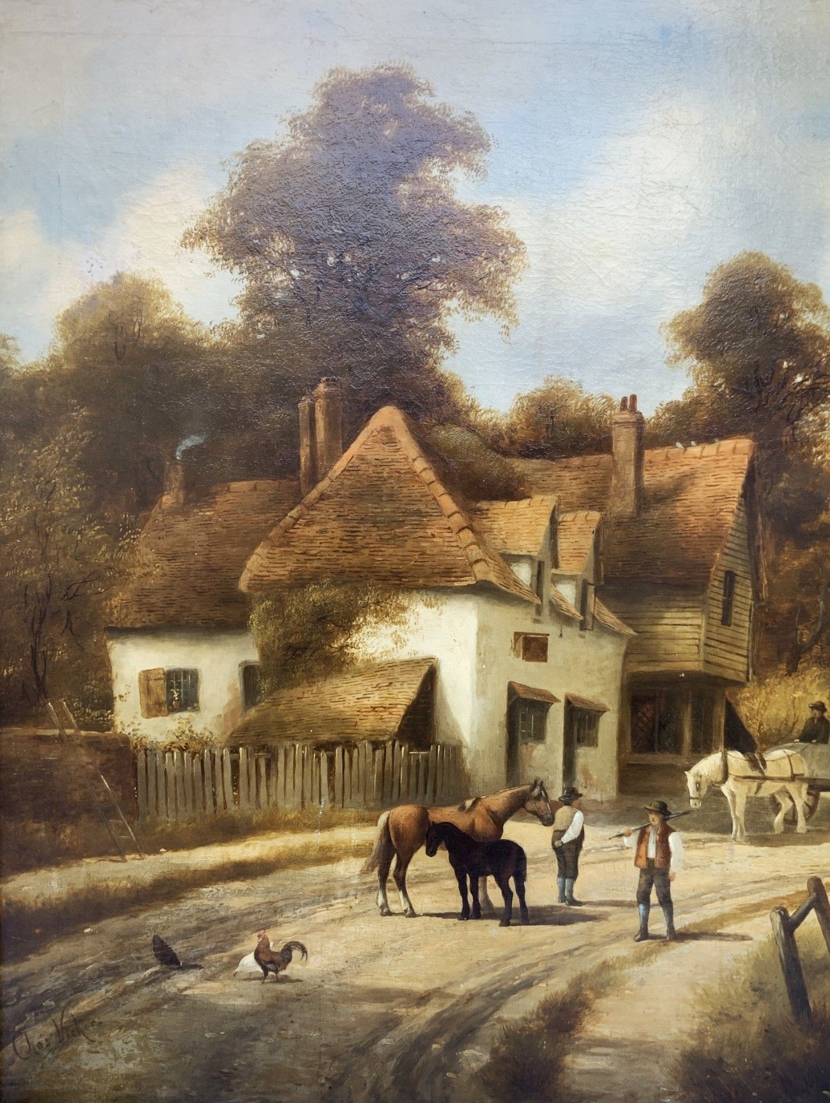 Charles Vickers (1821 1895) Large Beautiful Farming Landscape Oil Painting photo Art