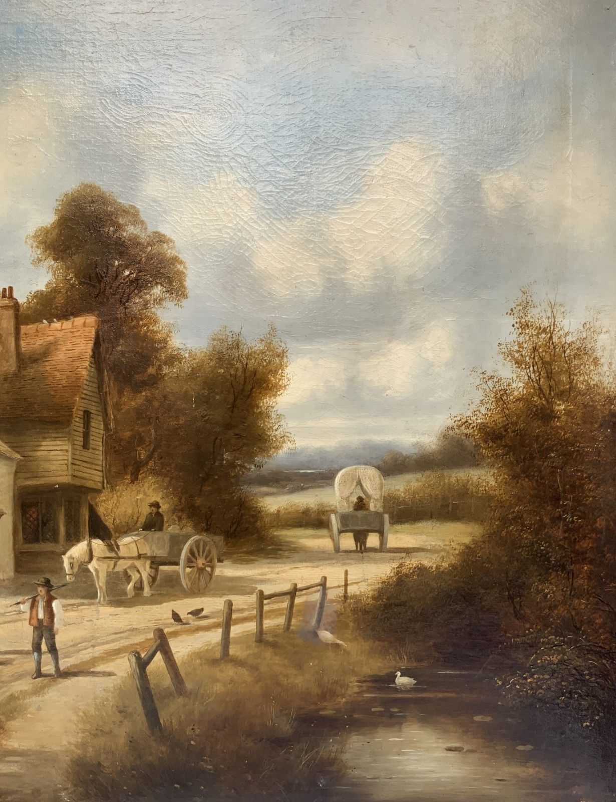 photo furniture Charles Vickers (1821 1895) Large Beautiful Farming Landscape Oil Painting