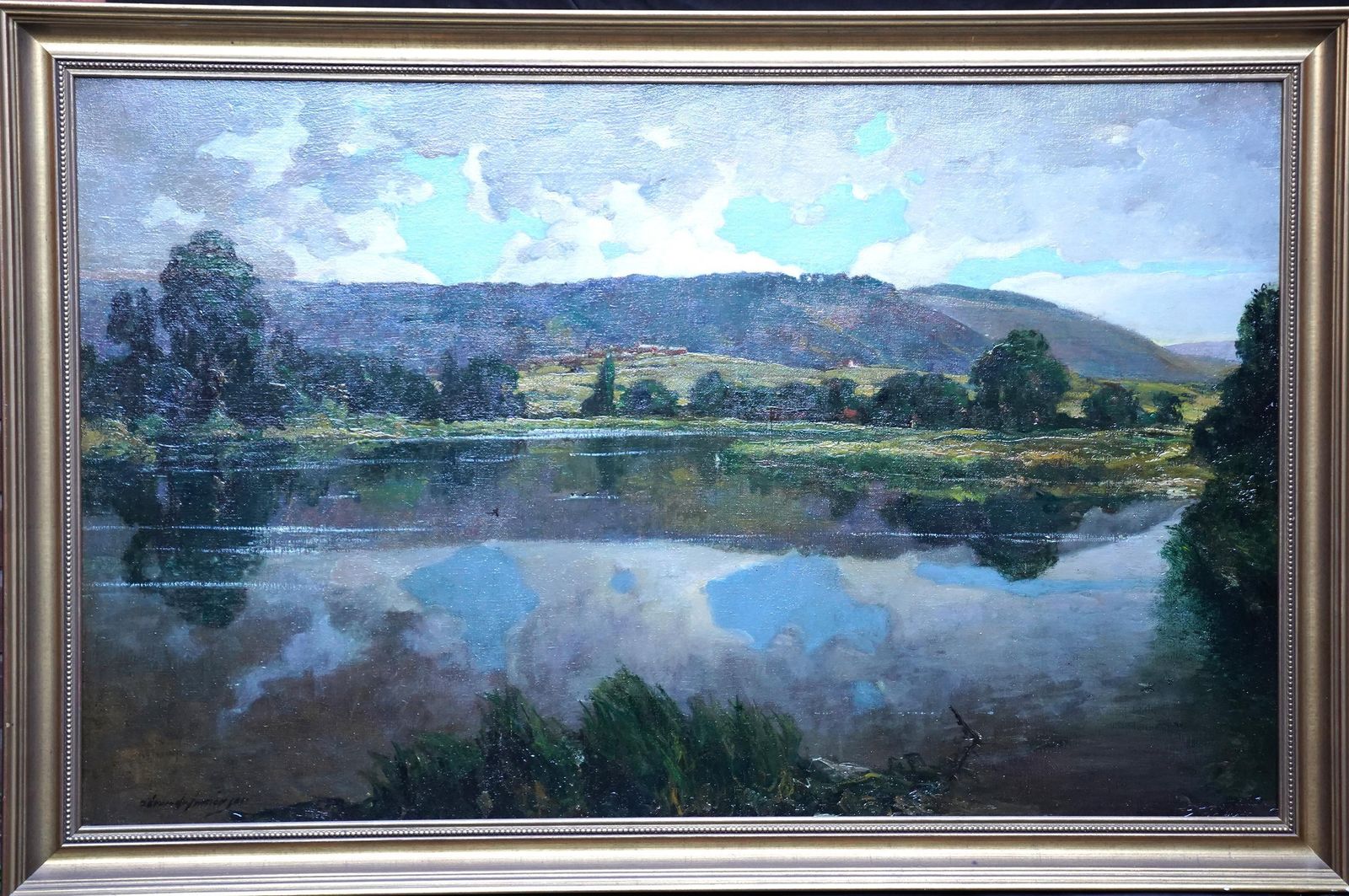 Alexander Jamieson Evening On The Lake   Scottish Edwardian Impressionist Landscape Oil Paintingcirca 1910
