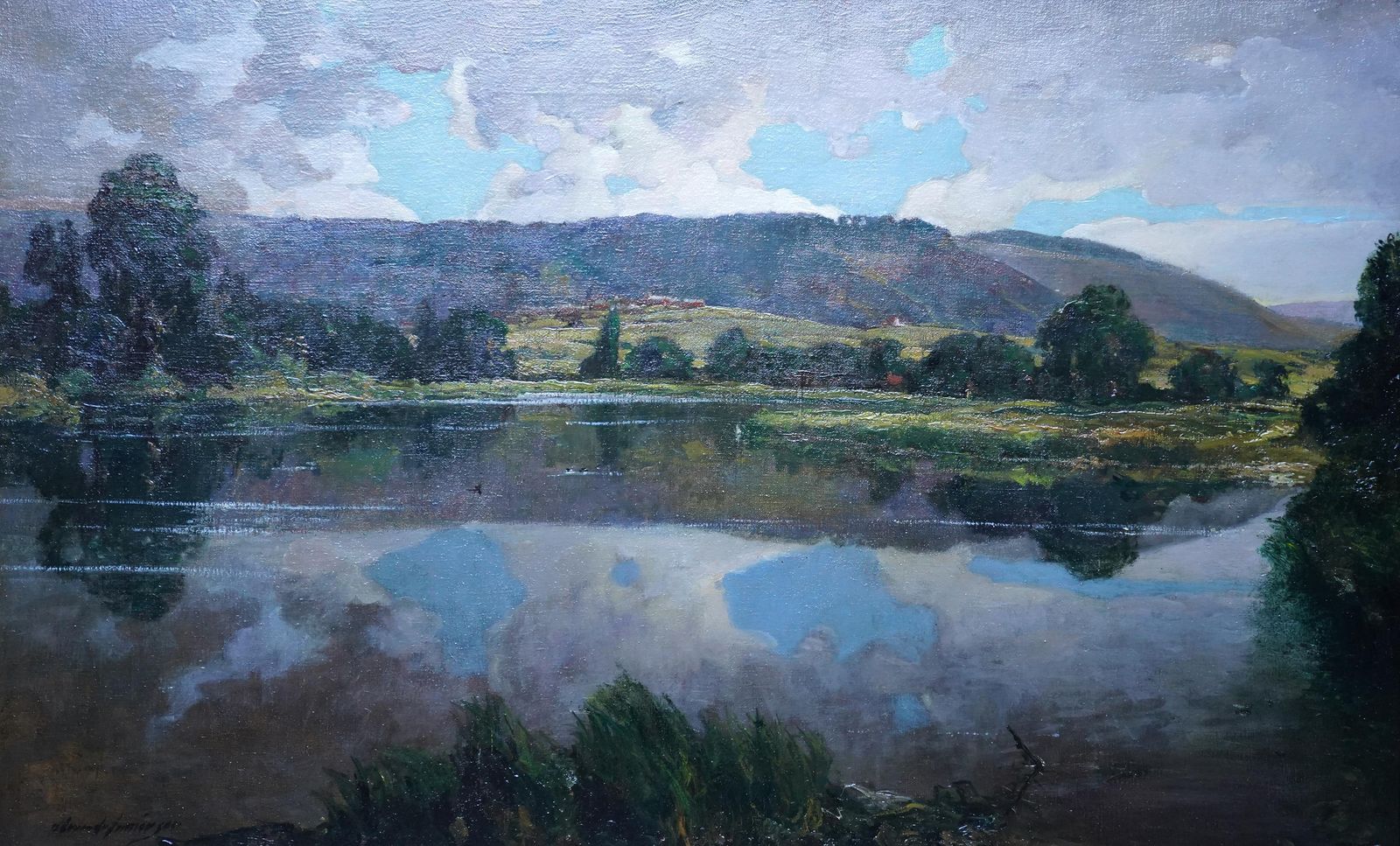 Alexander Jamieson Evening On The Lake   Scottish Edwardian Impressionist Landscape Oil Paintingcirca 1910 photo for sale