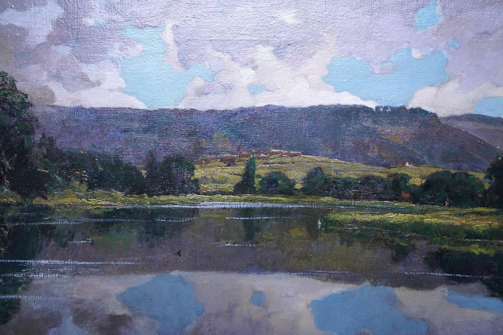 Alexander Jamieson Evening On The Lake   Scottish Edwardian Impressionist Landscape Oil Paintingcirca 1910 photo vintage