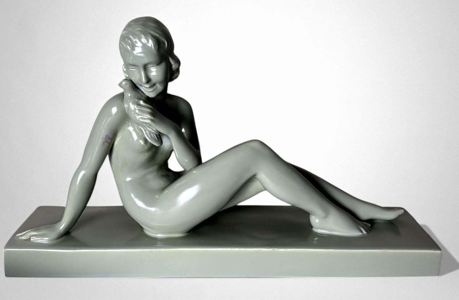 Art Deco, Saint Clement Style Ceramic Figure Of A Young Woman photo furniture