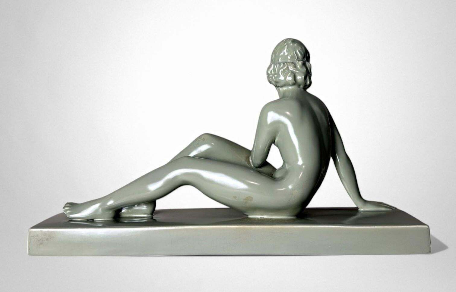 Art Deco, Saint Clement Style Ceramic Figure Of A Young Woman photo 707.0