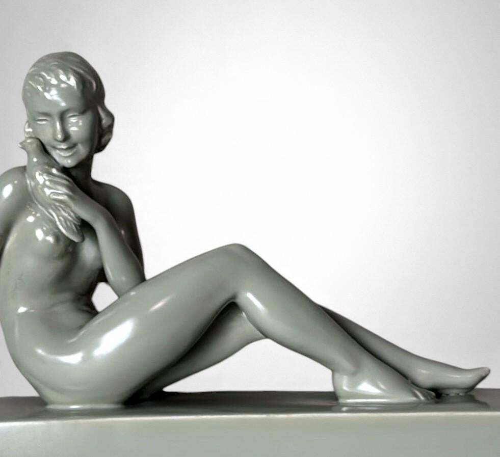 Art Deco, Saint Clement Style Ceramic Figure Of A Young Woman photo buy
