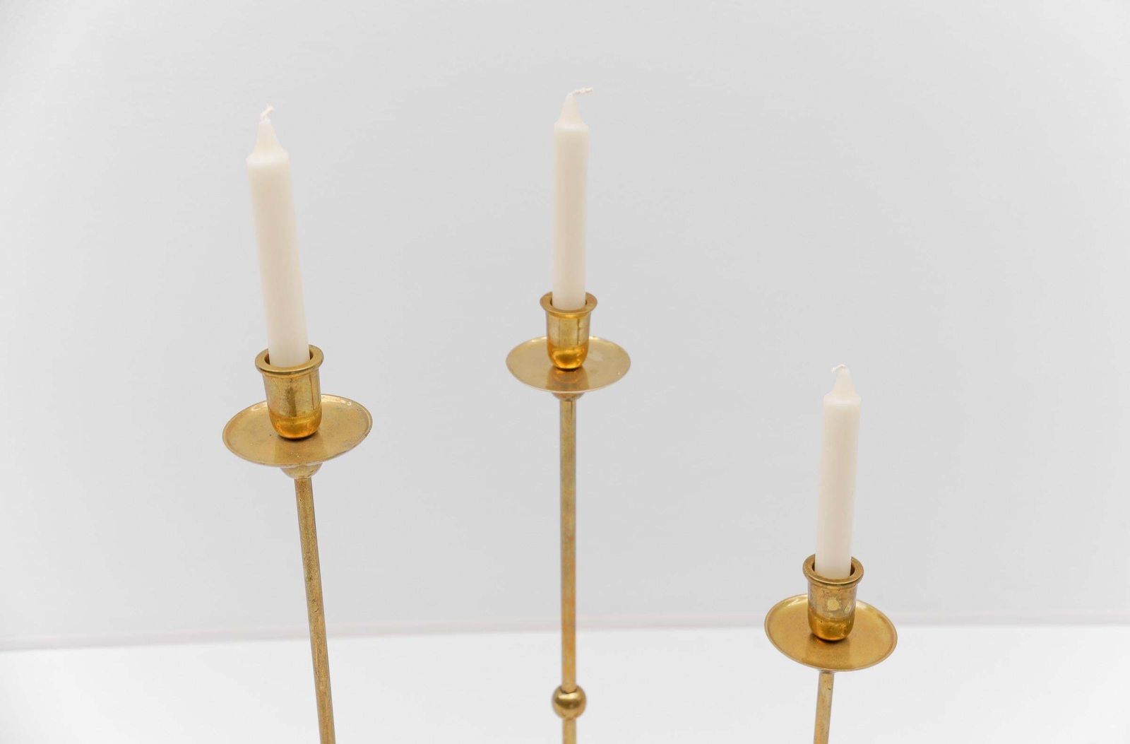 Set Of 3 Elegant Mid Century Modern Brass Candle Holder, 1960s photo buy