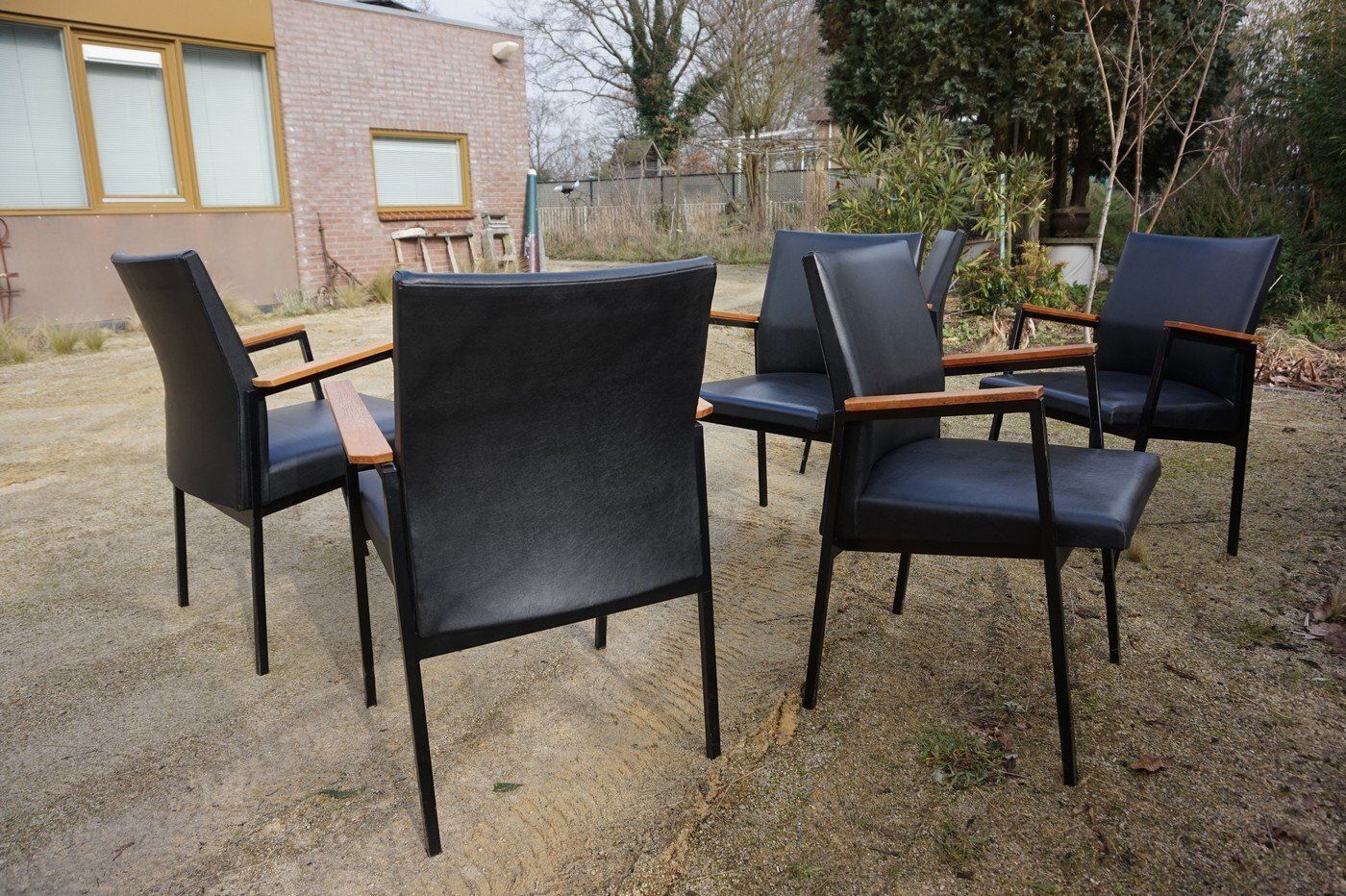 Mid Century Modern Industrial Dutch Armchairs, 1960s, Set Of 6 photo vintage