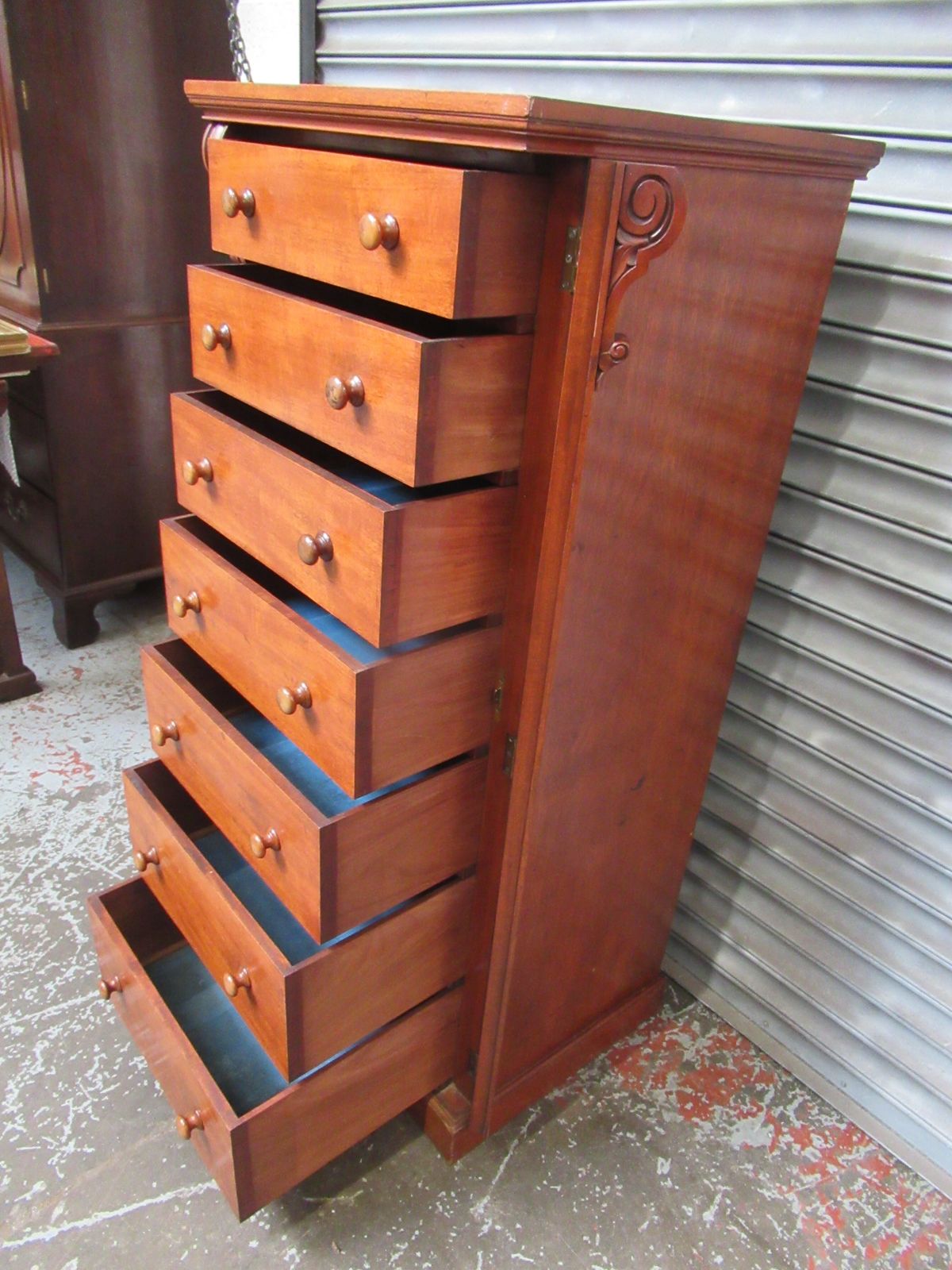 photo for sale Tall Victorian Mahogany  1870s  Wellington Chest Of Drawers
