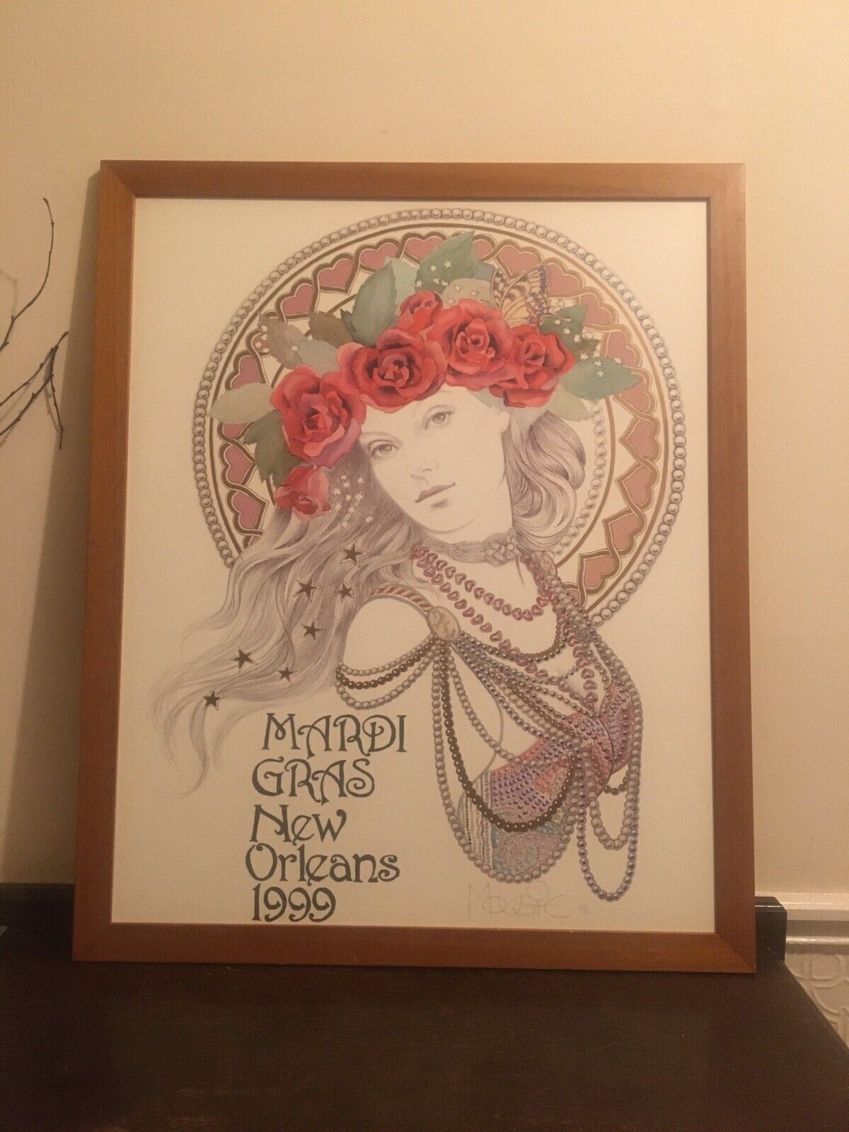 photo furniture Large New Orleans 1999 Mardi Gras Poster Mousie Hand Finished Framed Vintage