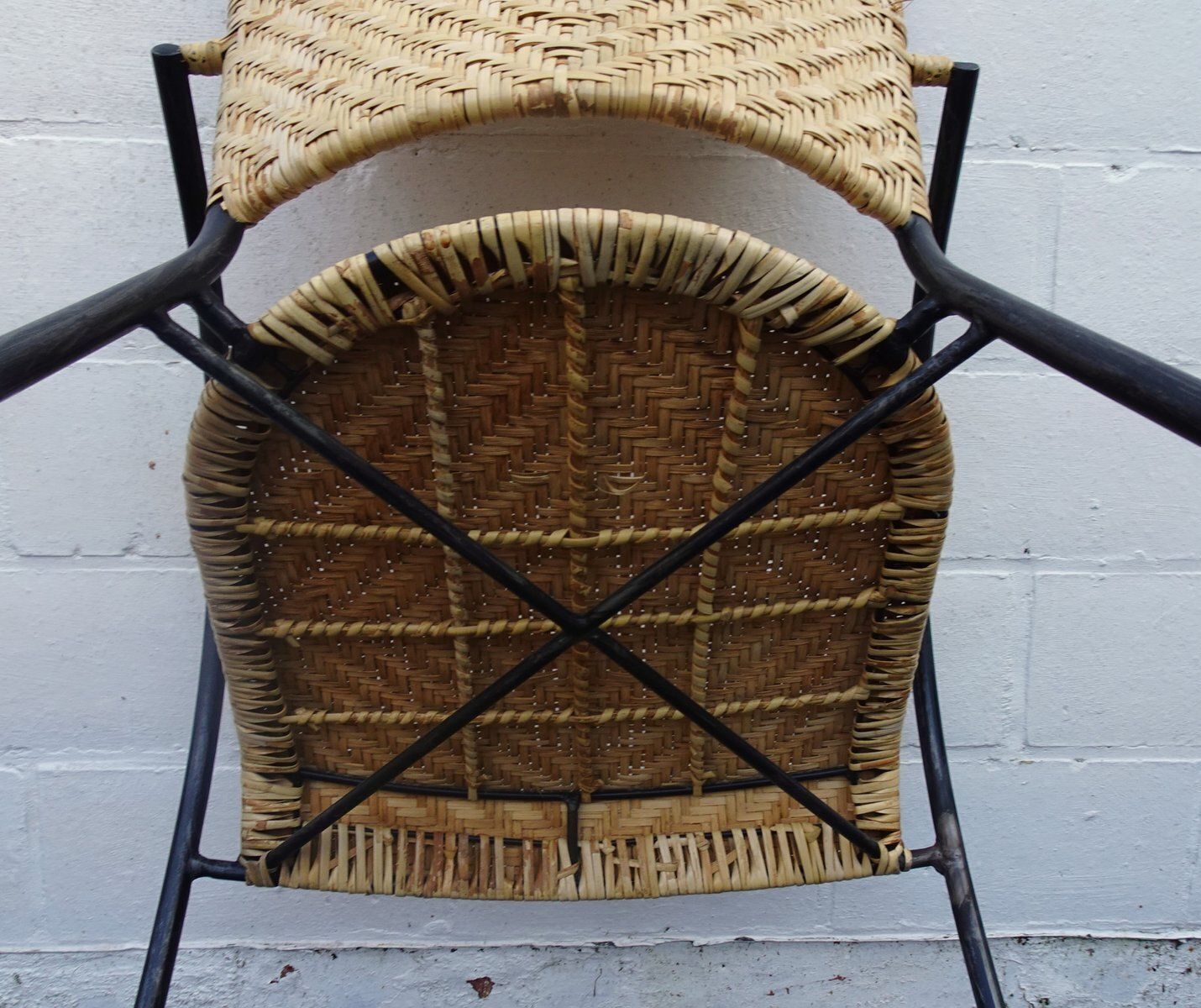 photo buy Vintage Italian Stackable Chairs In Rattan And Metal, 1970s, Set Of 4