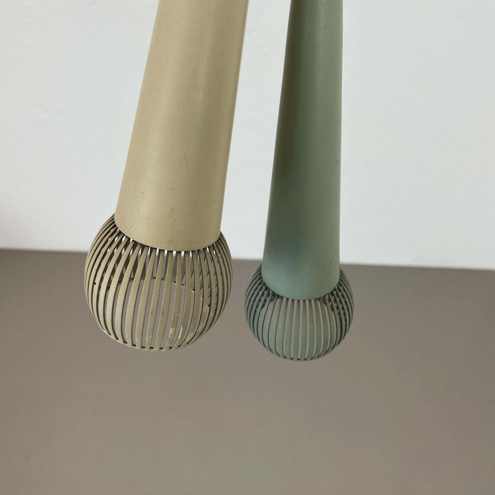 Large 92cm Midcentury Stilnovo Style Brass And Metal Hanging Light, Italy 1950 photo vintage