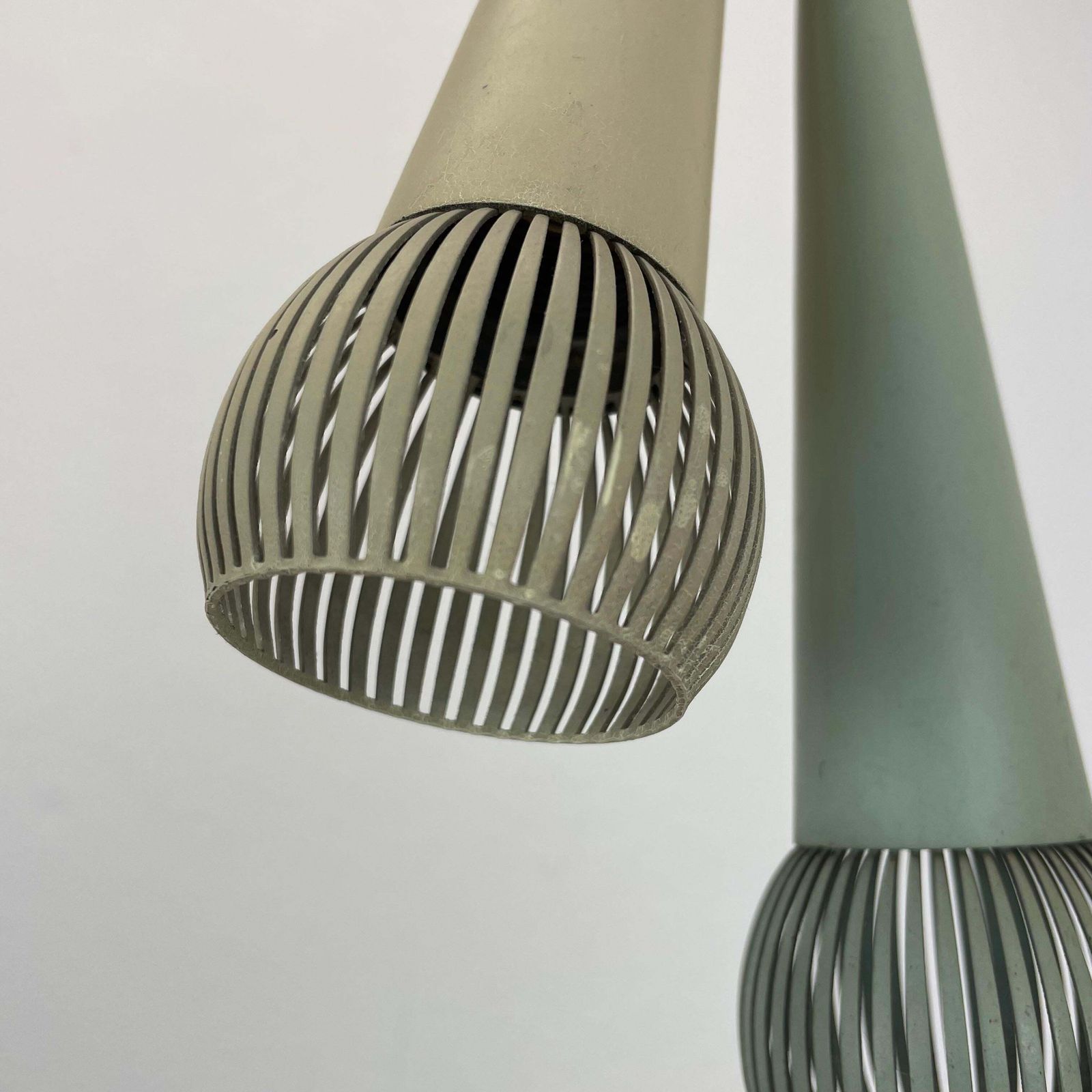 photo for sale Large 92cm Midcentury Stilnovo Style Brass And Metal Hanging Light, Italy 1950