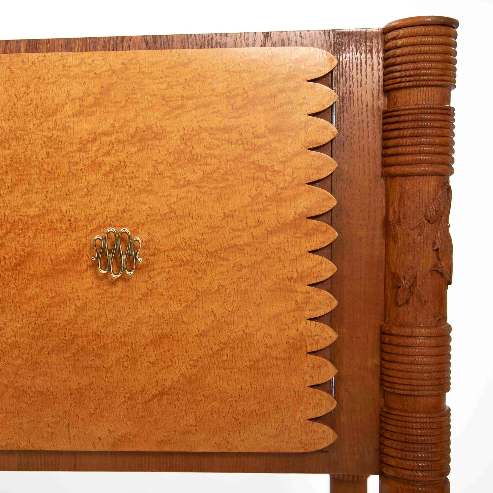 Italian Artistic Oak Sideboard With Naturalistic Carvings By Pierluigi Colli 40s photo vintage