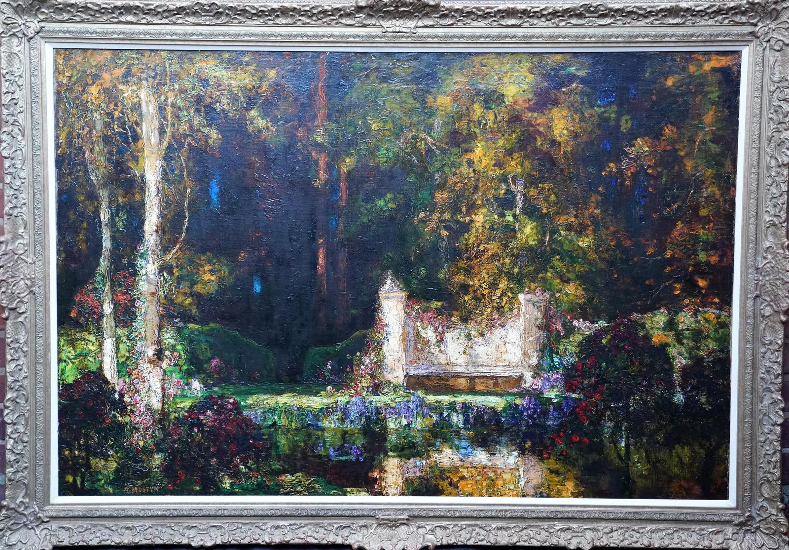 Tom Mostyngarden Landscape With Pool   British 1920's Impressionist Art Oil Paintingcirca 1920