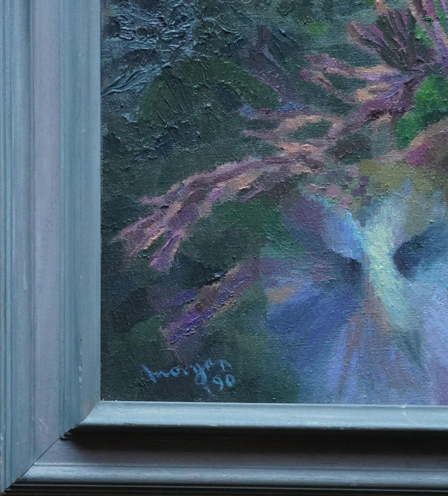 photo for sale Glyn Morganowls In Landscape   Welsh Post Impressionist Art Oil Painting Birds1990