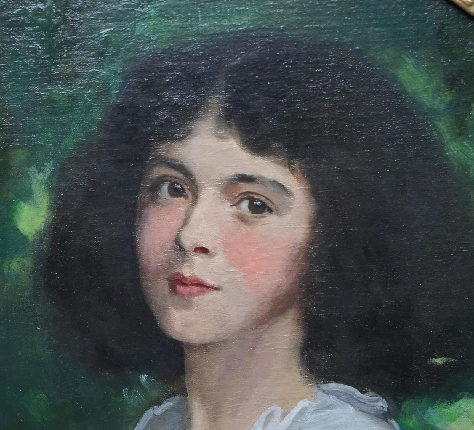 George Harcourtoval Portrait Of Girl With Blue Sash   Scottish Edwardian Art Oil Paintingcirca 1910 photo vinterior