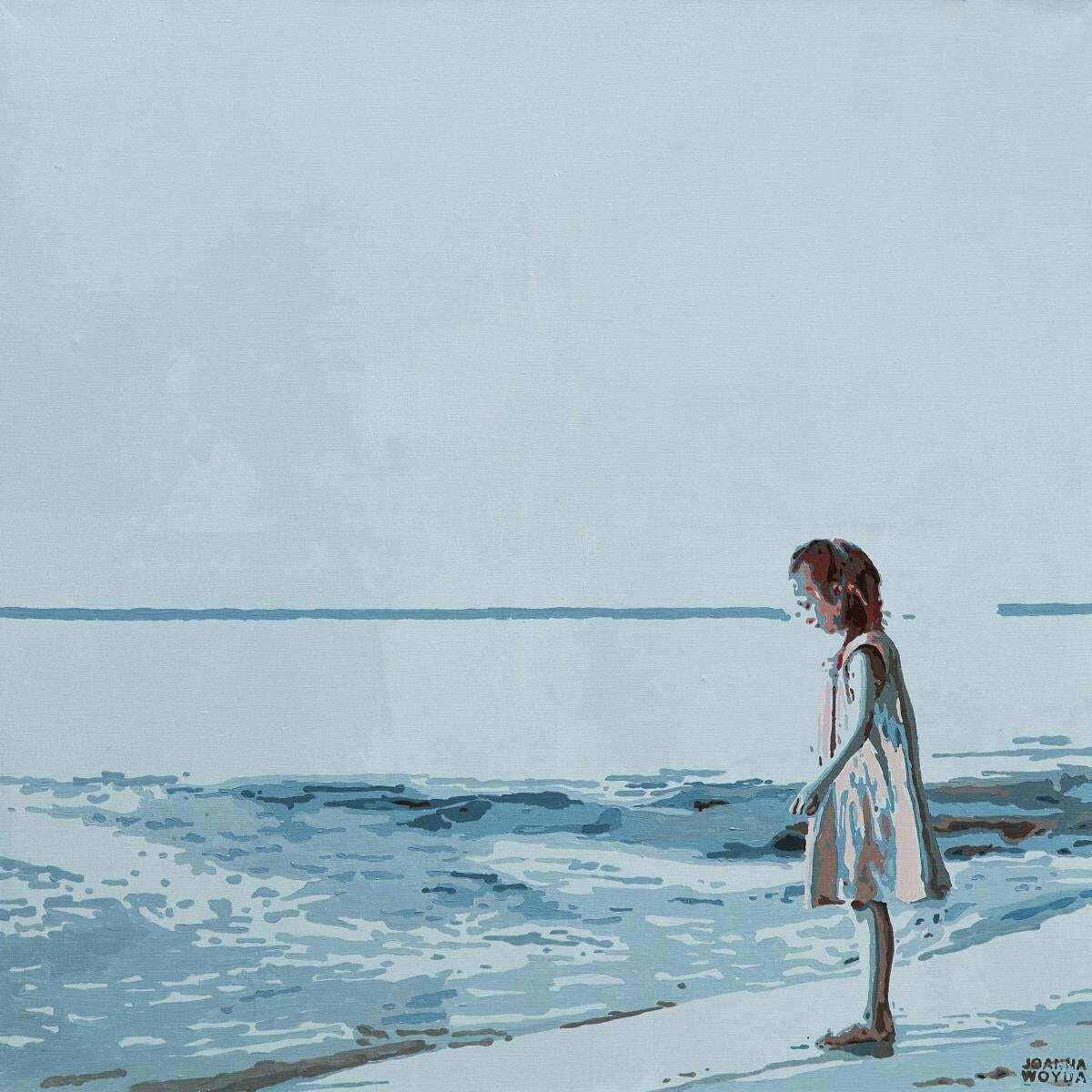 Joanna Woydaon The Shore. Figurative Acrylic Painting, Minimalism, Pop Art, Polish Art2024