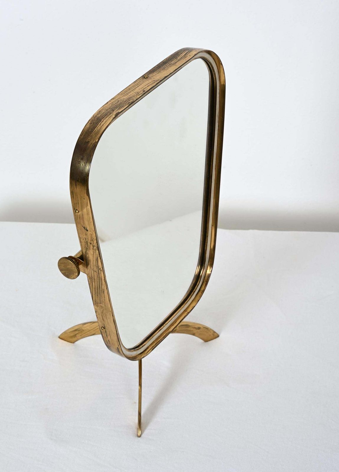 photo for sale Rare Large Midcentury Brass Vanity Mirror