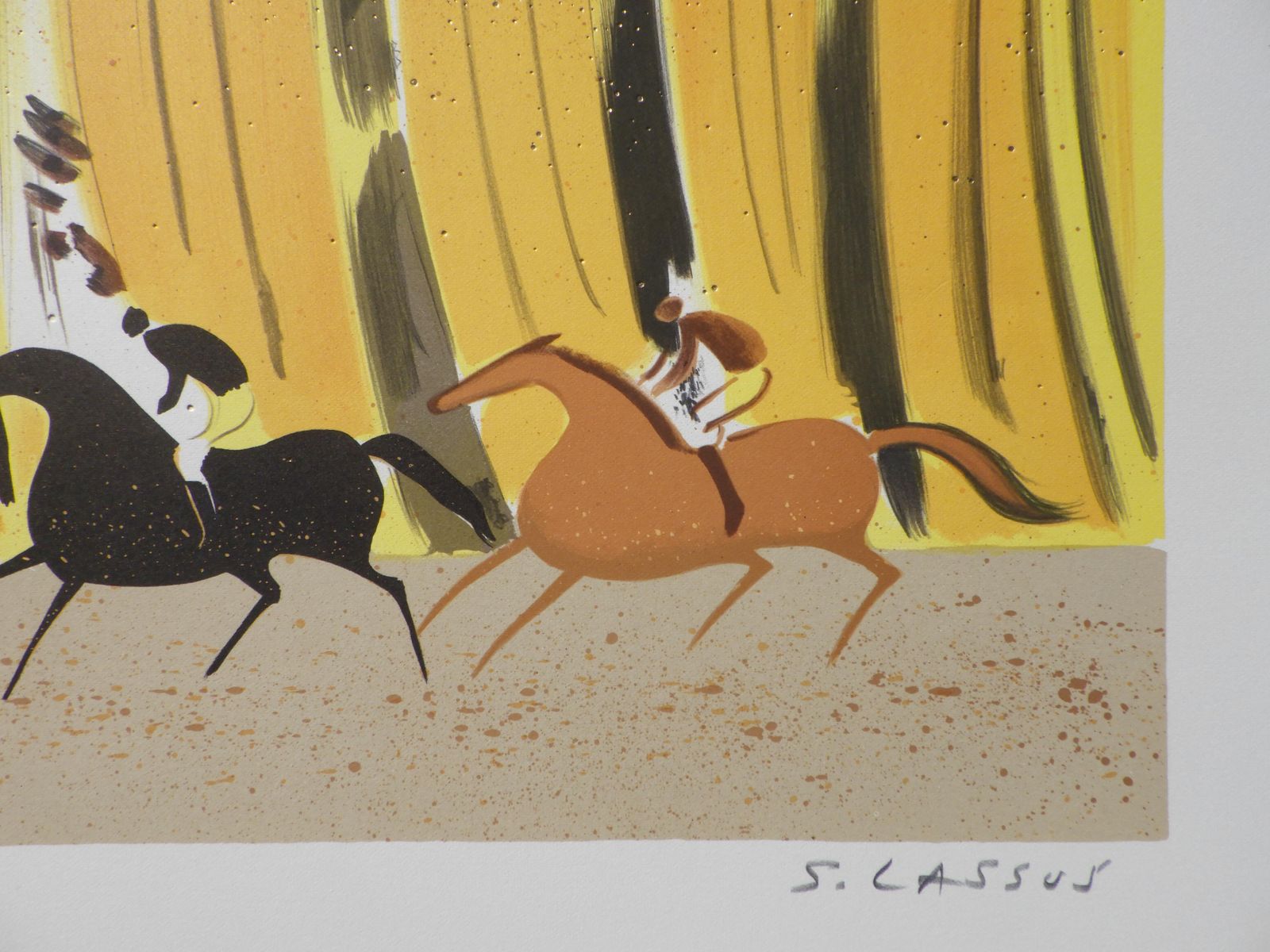Serge Lassushorses : Horse Riding In Autumn   Original Lithograph, Handsigned & Ltd /2501982 photo for sale