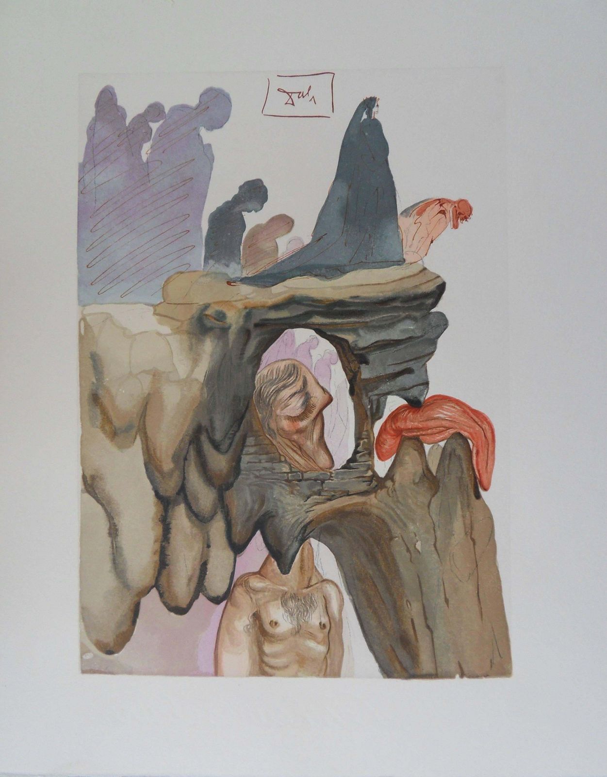 Salvador Dalí­Hell 22   The Liars    Original Woodcut 1963  (Field P 189 à 200)1963