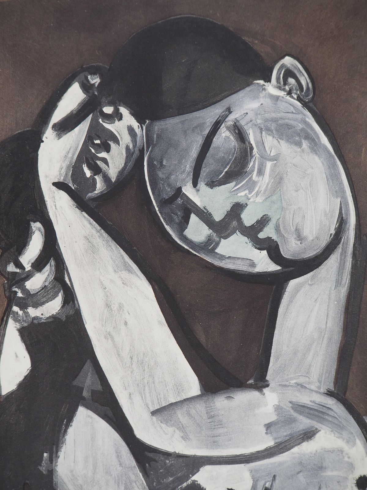 Woman Combing Her Hair   Lithograph, Plate Signed   19561956 photo Art
