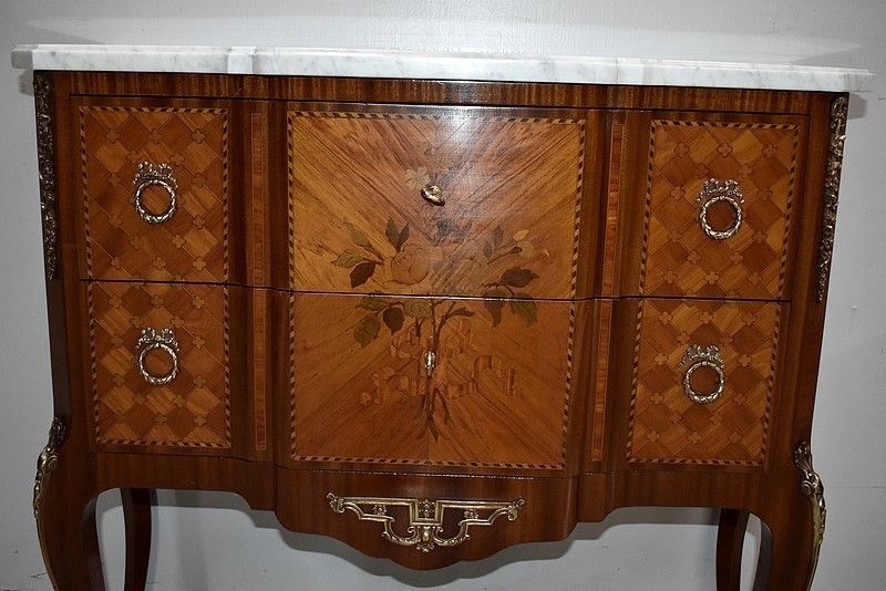 Commode Louis XV Louis XVI Transition In 20th Century Marquetry photo Furniture
