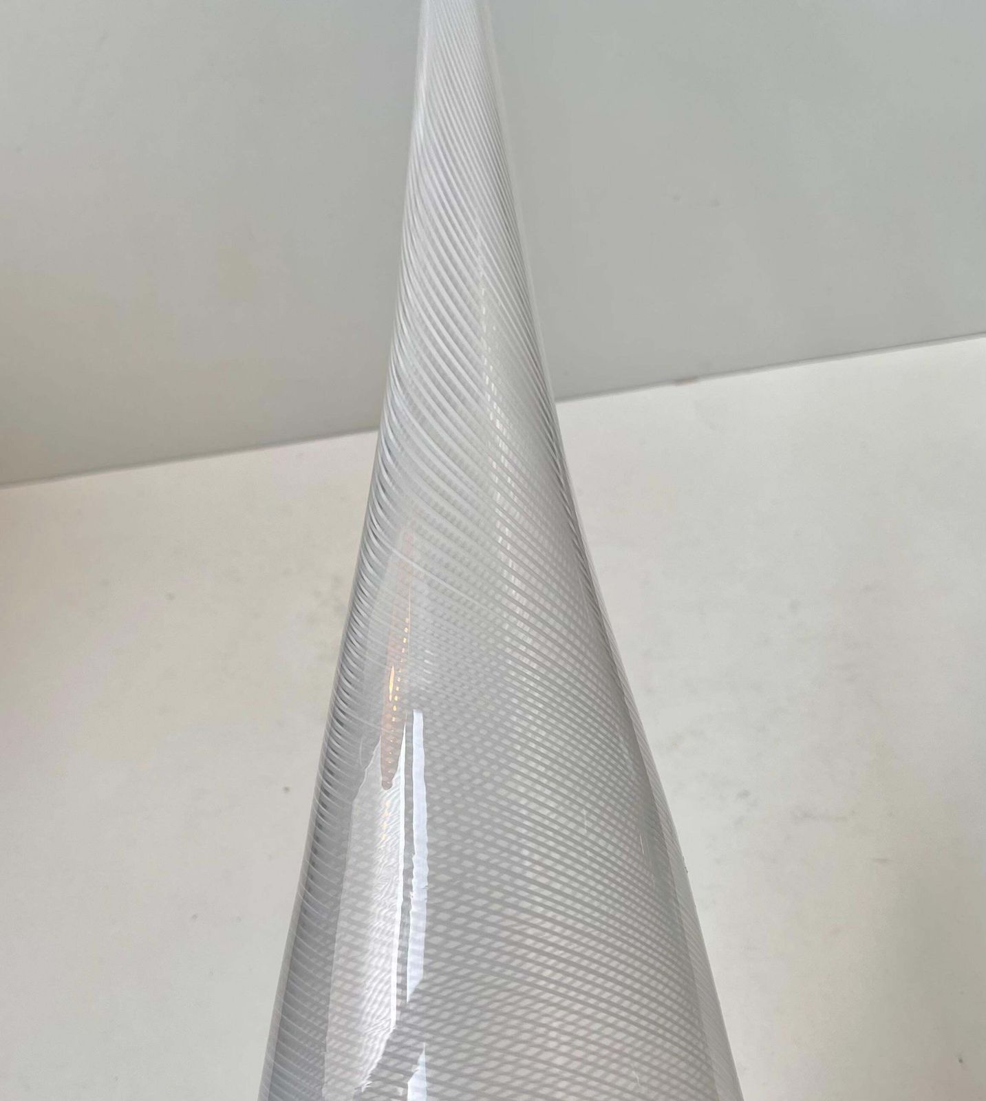 Tall & Lean White Swirl Art Glass Vase In The Style Of Dino Martens photo vinterior