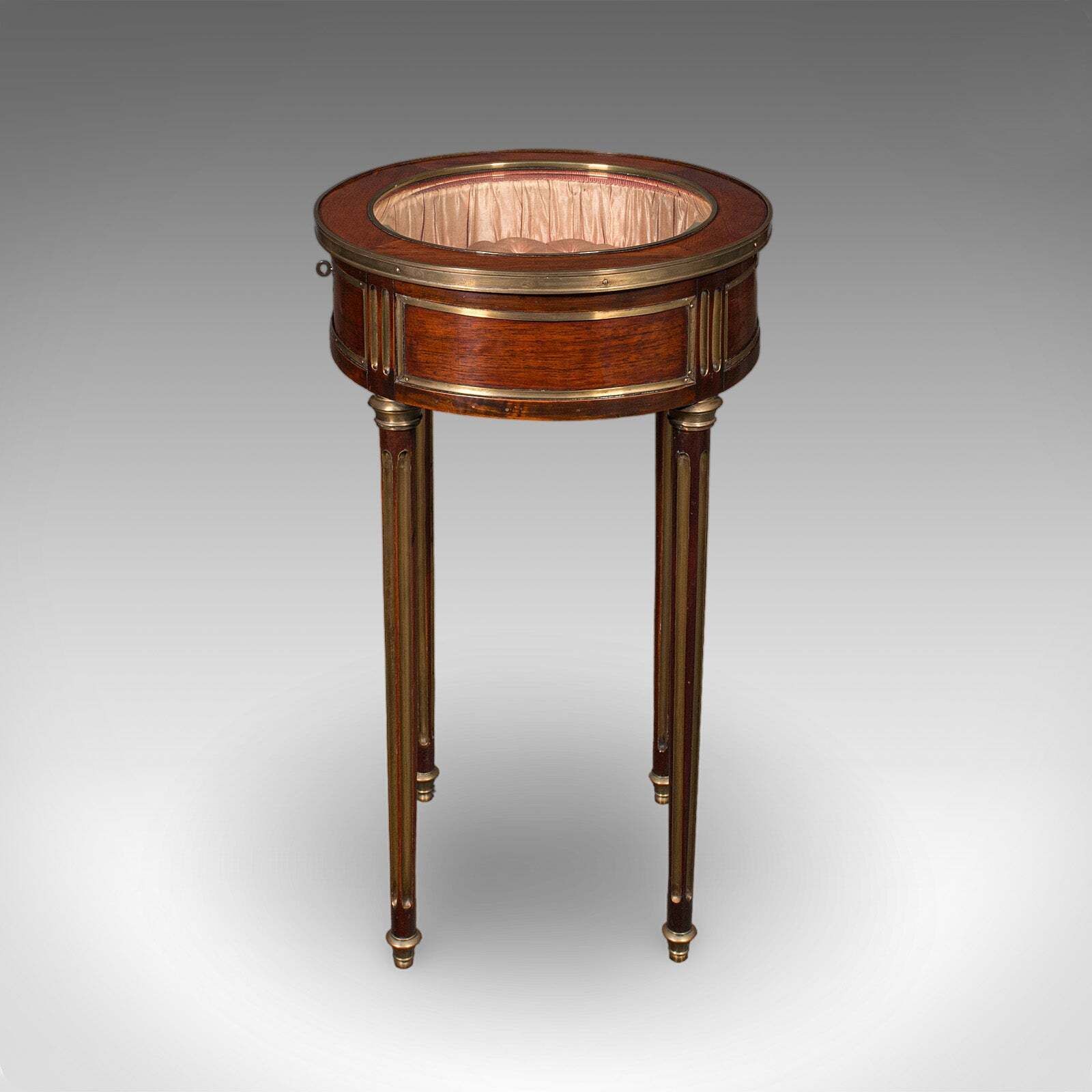 Antique Bijouterie Table, French Kingwood, Brass Glazed Vitrine, Victorian, 1870 photo buy