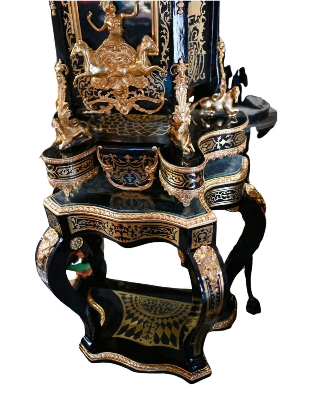 French Boulle Clock On Stand Louis XVI Gilt Inlay photo 6995.0