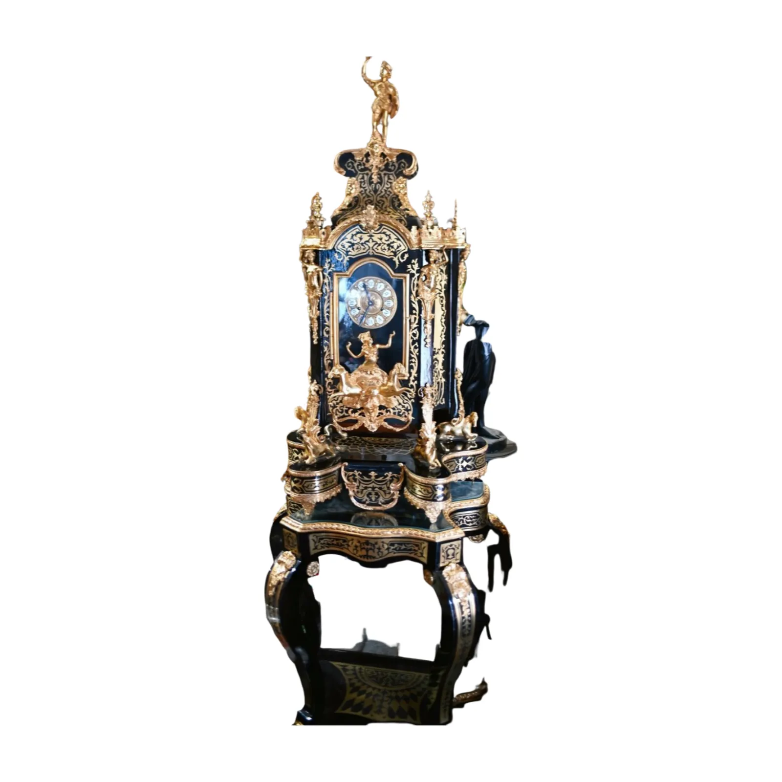 photo vinterior French Boulle Clock On Stand Louis XVI Gilt Inlay