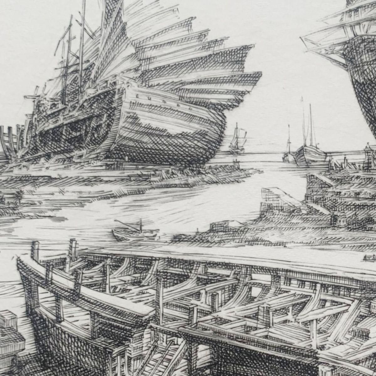 Krzysztof Skorczewski The Theseus's Ship, Figurative Copperplate Print, Mythology, Polish Artist 2021 photo 398.0