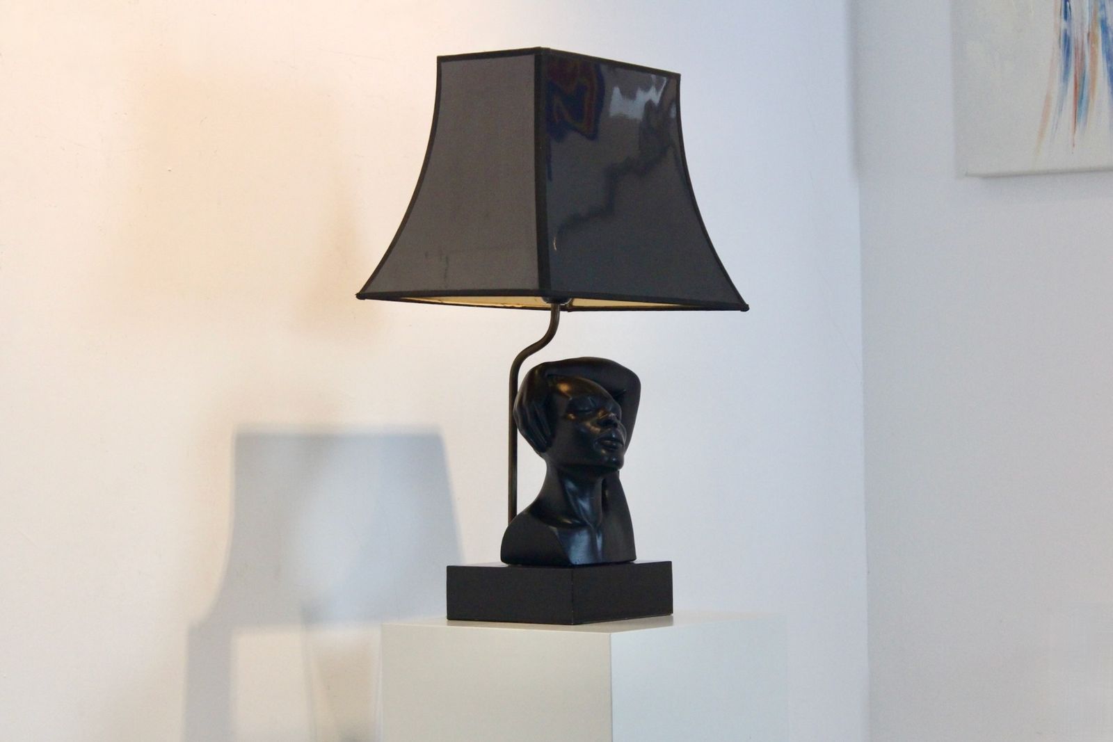 Sculptural Art Deco–Style Table Lamp By Deknudt, Belgium photo vintage