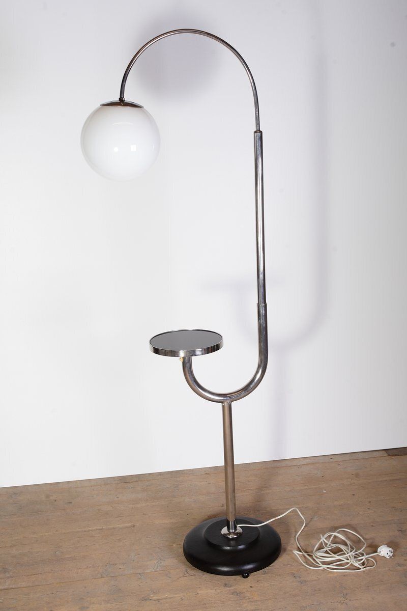 Modernistische Chromen Vloerlamp, Voormalig Tsjecho Slowakije, Jaren 1940