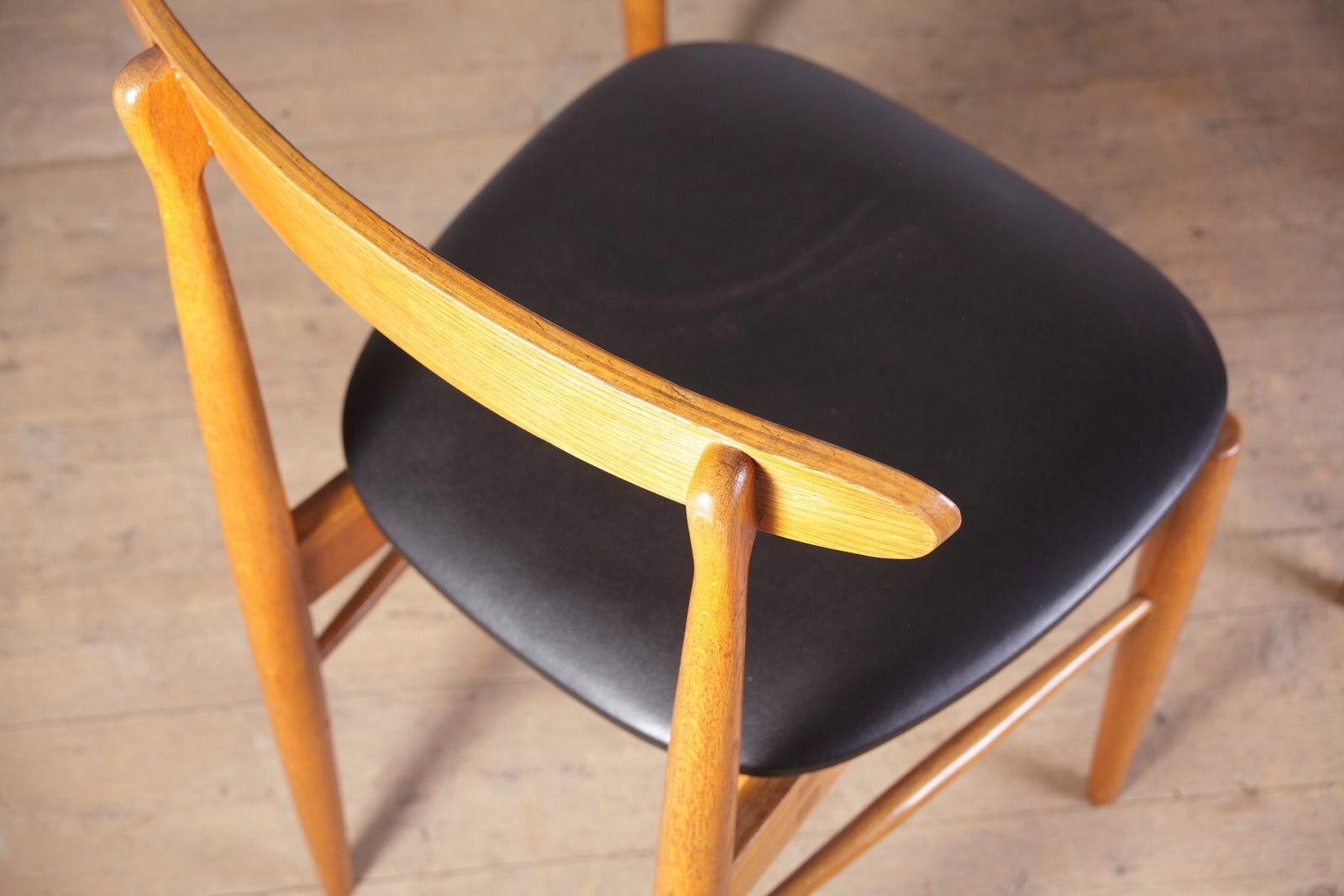 photo furniture Mid Century Oak And Black Leather Dining Chairs From Uluv, Former Czechoslovakia, 1960s, Set Of 4