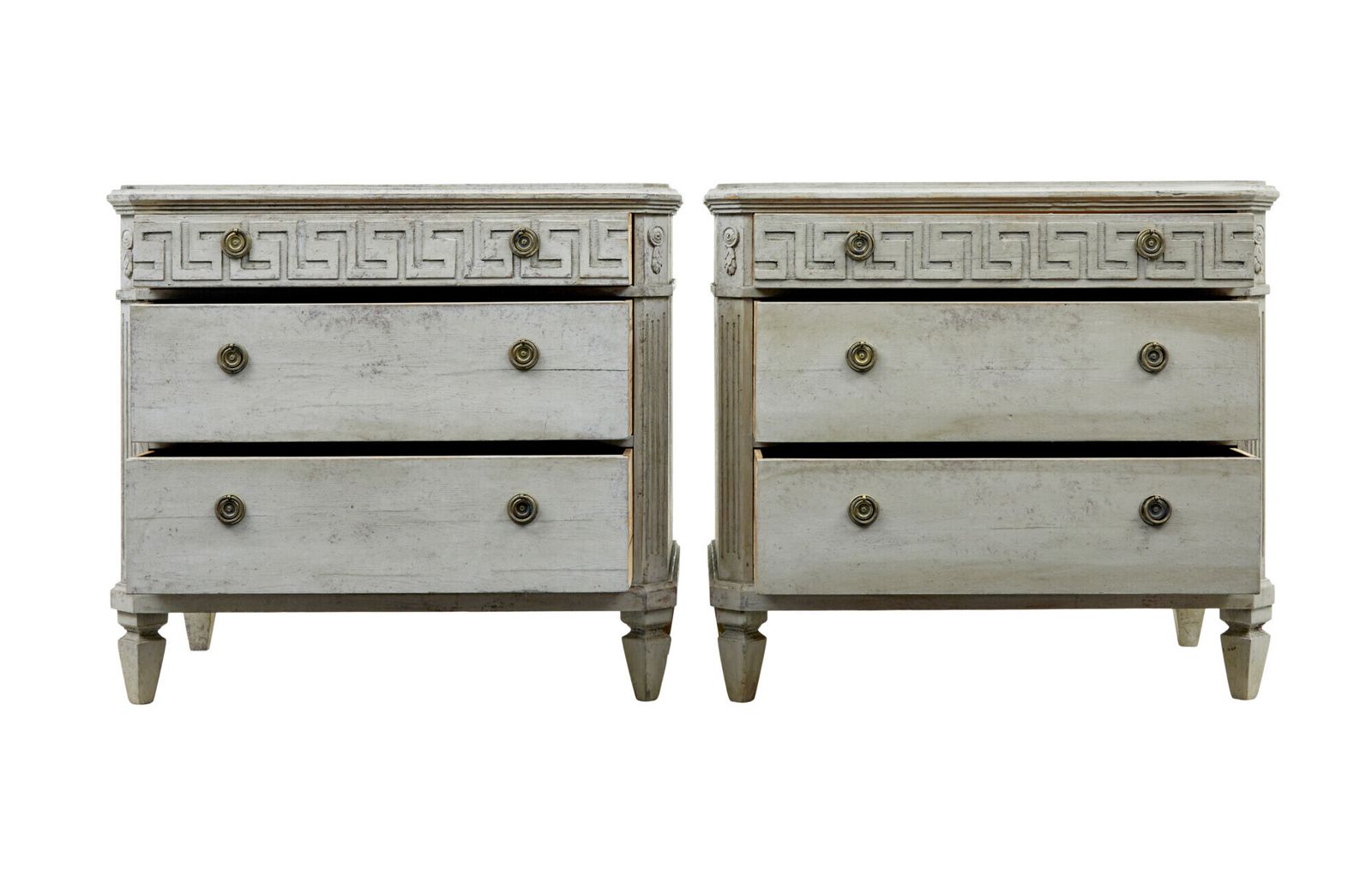 photo for sale Pair Of 19th Century Painted Swedish Chest Of Drawers