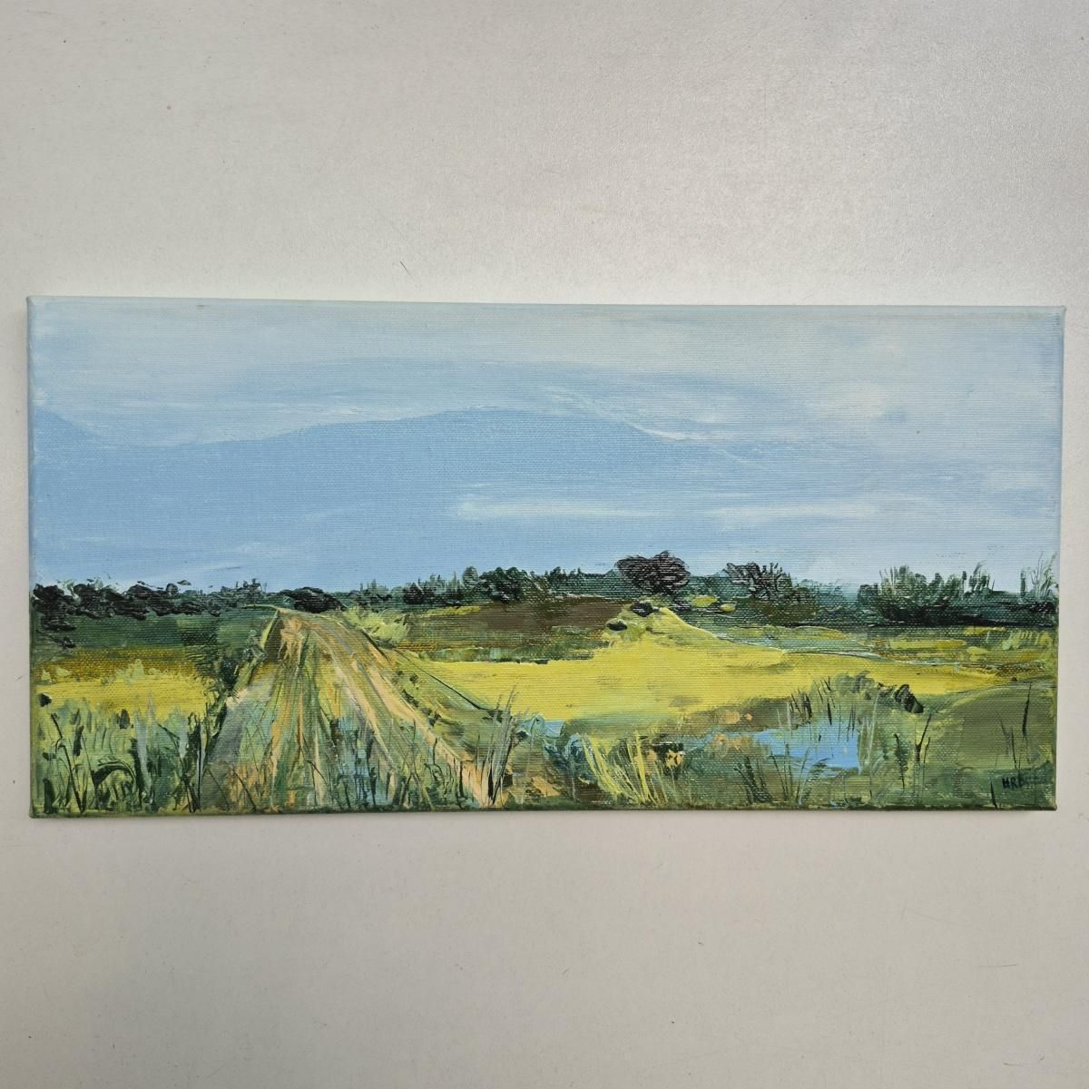 Monika Rossa Horizontal Landscape   Contemporary Oil Painting, Polish Artist 2025 photo furniture