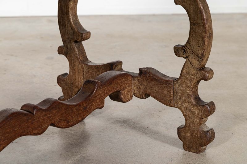 Furniture 19thc Spanish Oak Trestle Table photo