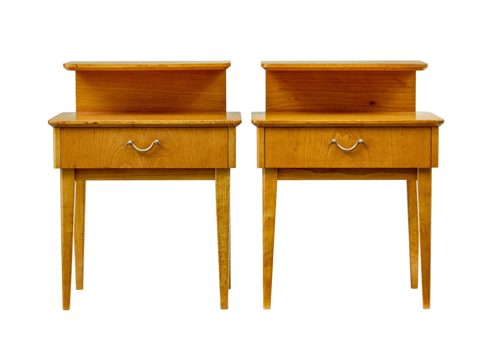 photo furniture Mid Century Pair Of Scandinavian Elm Bedside Tables