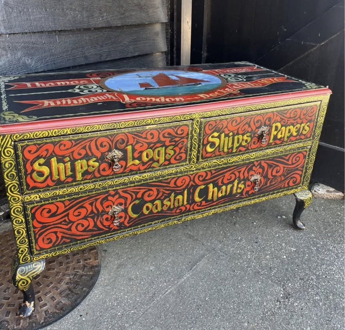 Vintage Hand Painted Two Drawer Chest photo furniture