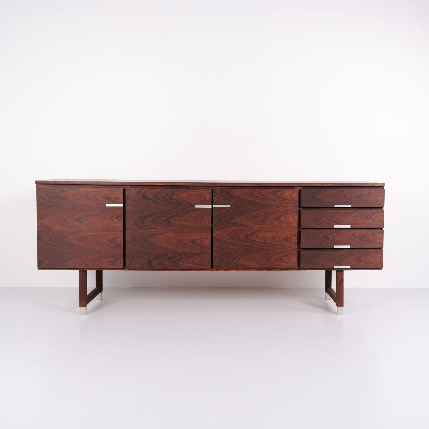 Sideboard   Rosewood   Aluminum Handles & Feet   Kai Kristiansen   Feldballes Furniture Factory (Fm Furniture)   1960s