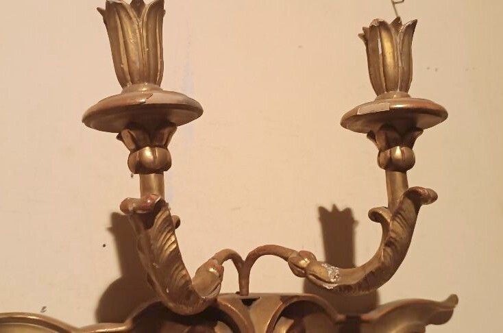 Pair Of Antique 19th Century Giltwood Wall Sconces photo 573.0