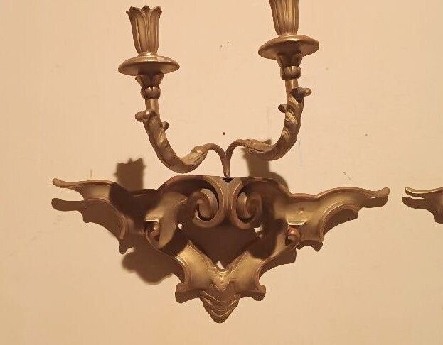 Pair Of Antique 19th Century Giltwood Wall Sconces photo vinterior