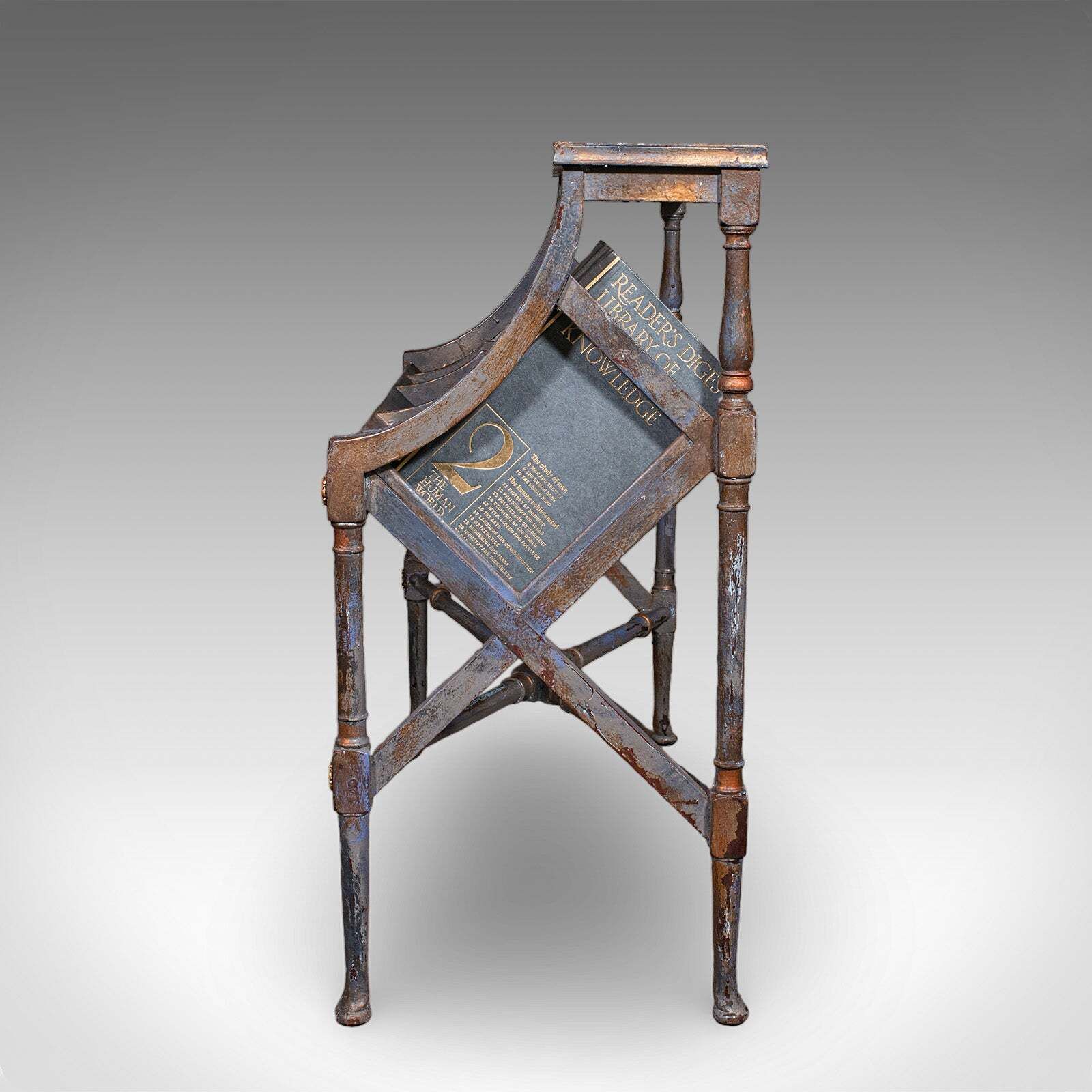 Antique Georgian Revival Book Trough, English, Painted, Library Stand, Edwardian photo vinterior