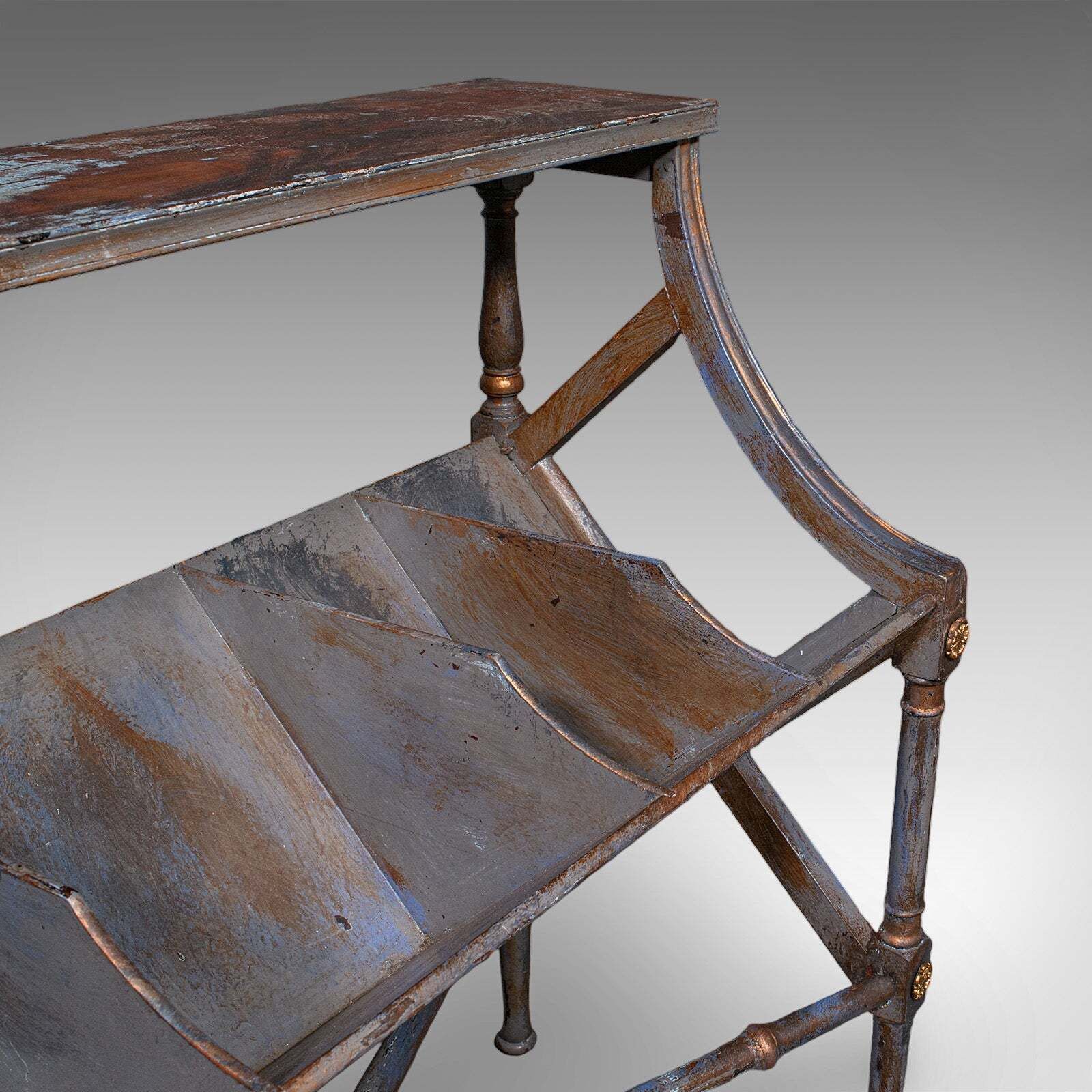 photo furniture Antique Georgian Revival Book Trough, English, Painted, Library Stand, Edwardian