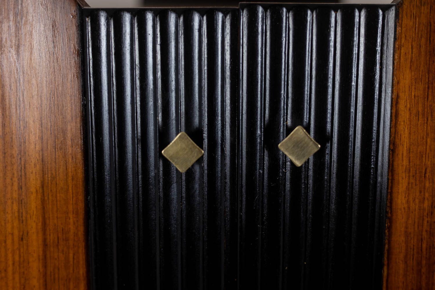 Pair Of Italian Teak Veneer Cabinets. 1960s. photo vintage