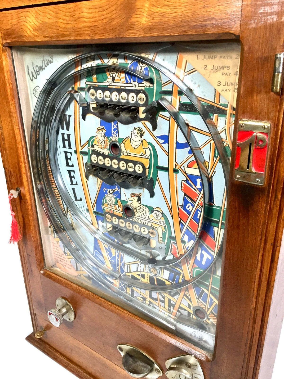 photo vintage Antique Giant 1950s Big Wheel By Wondermatics Arcade Coin Operated Penny Machine