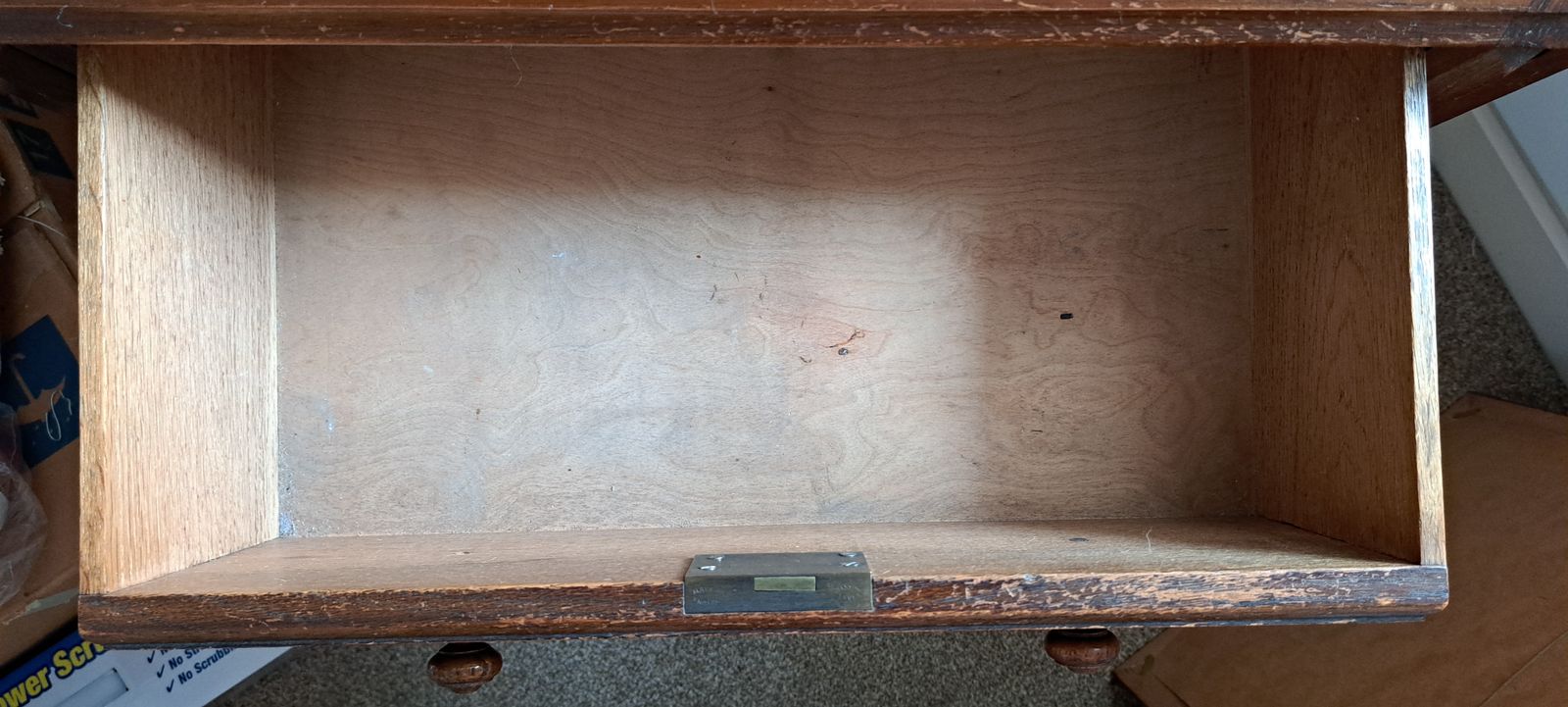 Vintage Mid 20th Century Oak Writing Bureau With Drop Down Front (Lockable) & 2 Drawers photo vintage